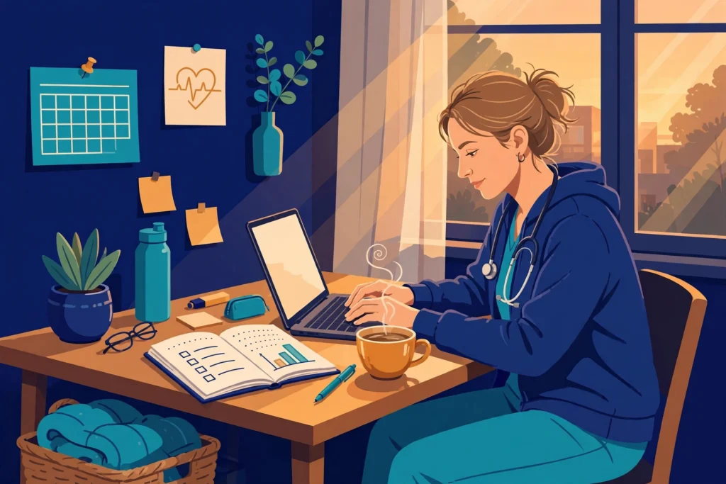 Illustration of a nurse with a side hustle