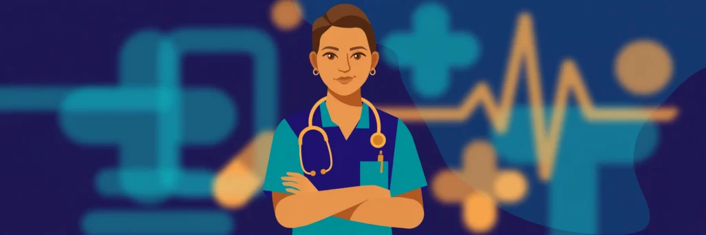 Illustration of a nurse with a stethoscope